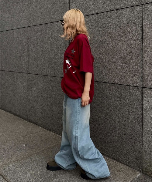 sedacle(セダクル)の「箔スタープリントTEE(Tシャツ/カットソー・レディース・レッド/オフホワイト/ネイビー/カーキ・SMALL/MEDIUM/LARGE)」の10枚目の写真
