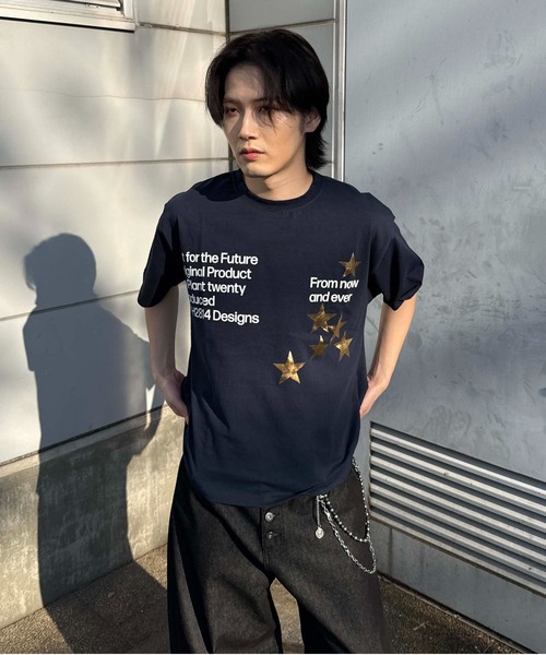 sedacle(セダクル)の「箔スタープリントTEE(Tシャツ/カットソー・レディース・レッド/オフホワイト/ネイビー/カーキ・SMALL/MEDIUM/LARGE)」の16枚目の写真