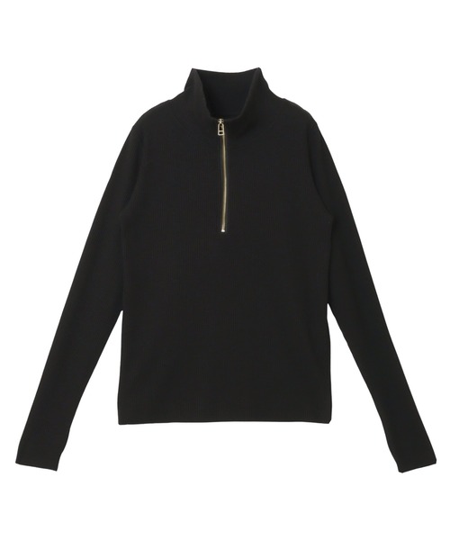 andme（アンドミー）の「セルフカットリブサムホールハーフジップ長袖トップス（Tシャツ/カットソー・レディース・杢グレー/ブラック/ダークブラウン/スミクロ/キナリ・M）」の10枚目の写真