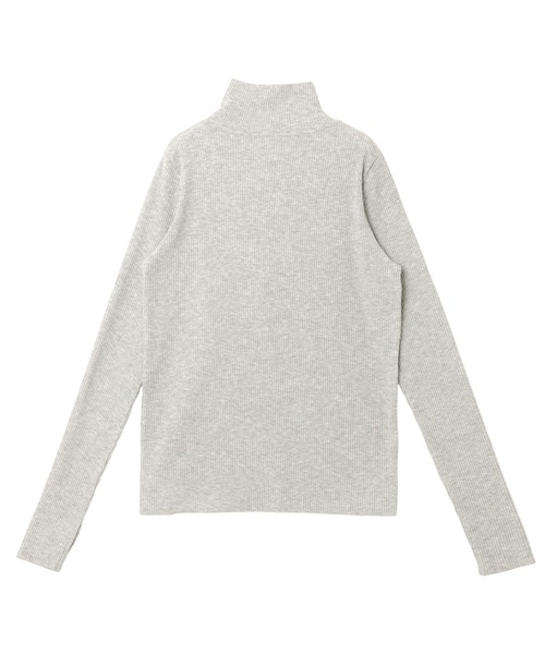 andme（アンドミー）の「セルフカットリブサムホールハーフジップ長袖トップス（Tシャツ/カットソー・レディース・杢グレー/ブラック/ダークブラウン/スミクロ/キナリ・M）」の12枚目の写真