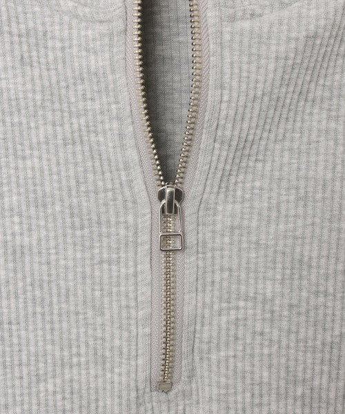 andme（アンドミー）の「セルフカットリブサムホールハーフジップ長袖トップス（Tシャツ/カットソー・レディース・杢グレー/ブラック/ダークブラウン/スミクロ/キナリ・M）」の22枚目の写真
