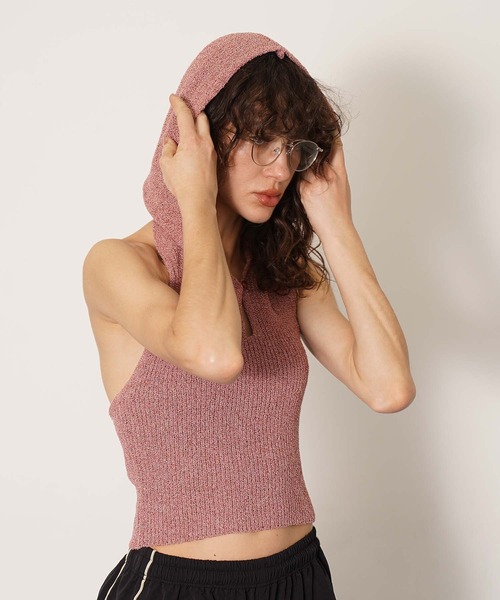 セール】バックオープンニットフーディー（ニット/セーター