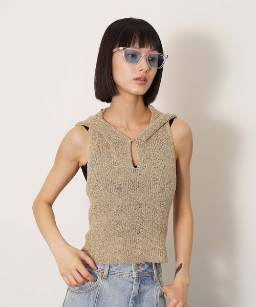 セール】バックオープンニットフーディー（ニット/セーター