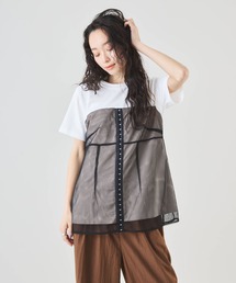 シアーレイヤード　フロントホックT