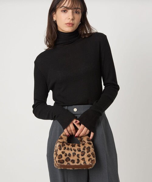 美品！＜SINBONO＞レオパード フェイクファー バッグ 別注】＜SINBONO＞レオパード フェイクファー バッグ｜グリーン