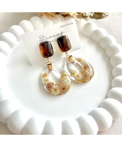 VIBGYOR(ヴィブジョー)の「【S.coeuf】イヤリング こはくカボション×お花のバッグ(MA)(イヤリング・レディース・ブルー/パープル・FREE)」の6枚目の写真