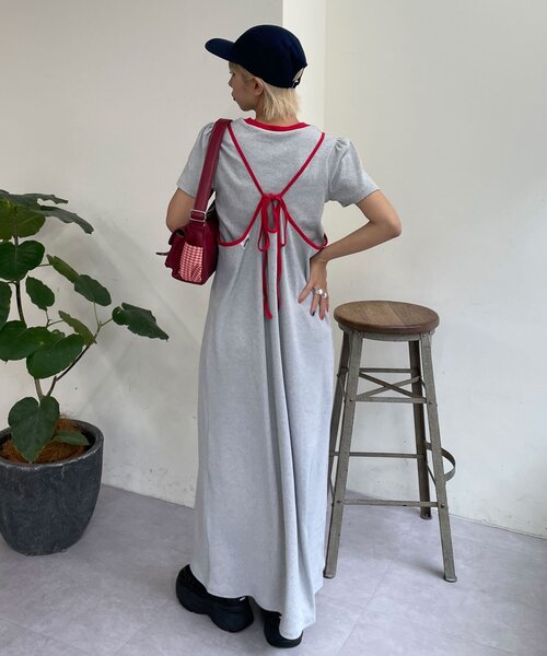 HELLO.SANFRANCISCO(ハローサンフランシスコ)の「【HELLO.SANFRANCISCO/ハローサンフランシスコ】アソート柄TEE付きキャミワンピース(ワンピース・レディース・イエロー/ネイビー/グレー・ONE SIZE)」の6枚目の写真