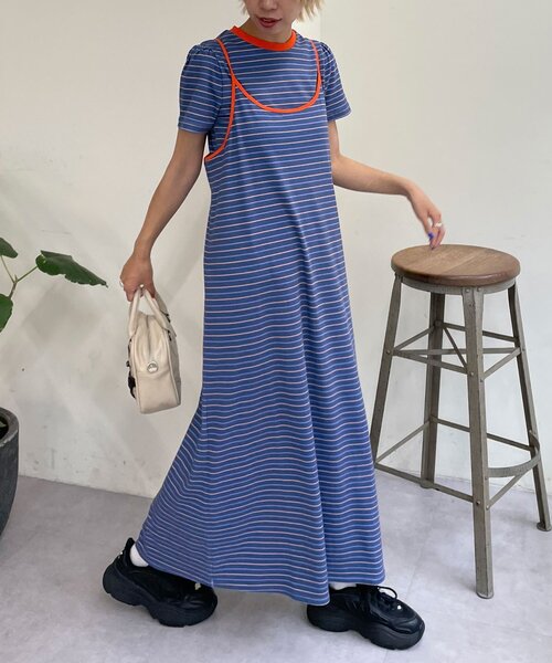 HELLO.SANFRANCISCO(ハローサンフランシスコ)の「【HELLO.SANFRANCISCO/ハローサンフランシスコ】アソート柄TEE付きキャミワンピース(ワンピース・レディース・イエロー/ネイビー/グレー・ONE SIZE)」の18枚目の写真