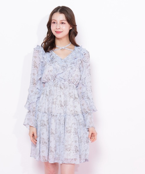 JILTU フリル付きライトブルーミニワンピース フリルミニワンピース | JILL by JILL STUART（ジル バイ ジル