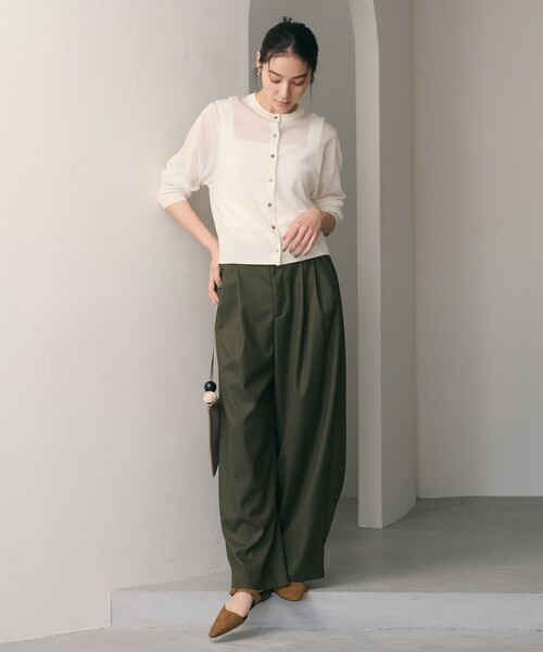 BEAUTY&YOUTH シアーカーディガン グリーン BEAUTY&YOUTH シアーカーディガン グリーン