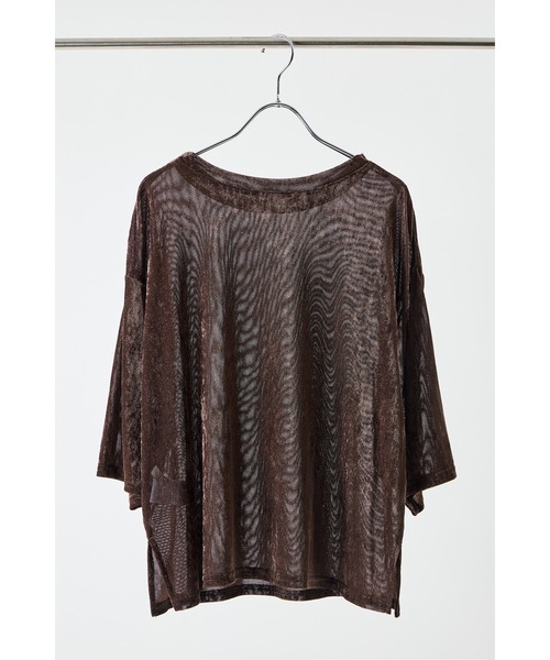 CHIGNON（シニヨン）の「【 CHIGNON / シニヨン 】ベロアメッシュプルオーバー（Tシャツ/カットソー・レディース・ブラウン/ベージュ/オフホワイト・FREE）」の5枚目の写真