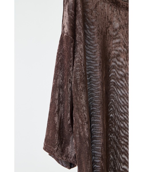 CHIGNON（シニヨン）の「【 CHIGNON / シニヨン 】ベロアメッシュプルオーバー（Tシャツ/カットソー・レディース・ブラウン/ベージュ/オフホワイト・FREE）」の9枚目の写真