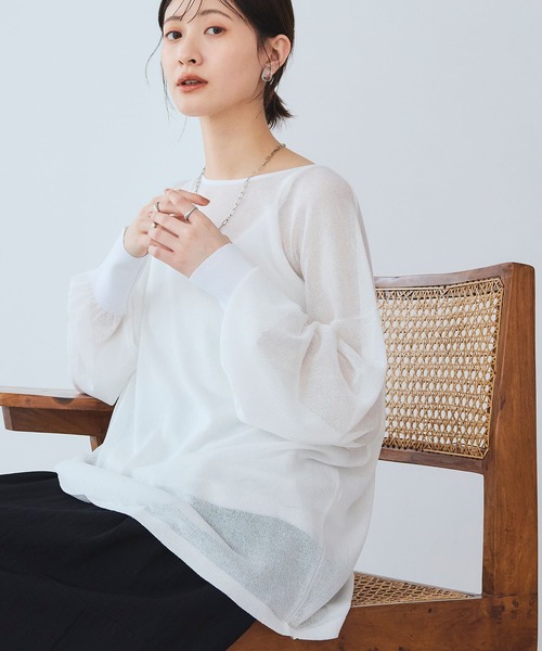 CROSS FUNCTION（クロスファンクション）の「《洗える》エブ楽 シアールーズニット＆キャミソールセット【CROSS FUNCTION/クロスファンクション】（ニット/セーター・レディース・ホワイト/ライトブルー/ブラック・LL/M/L）」の13枚目の写真