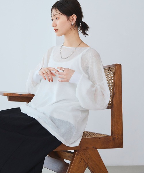 CROSS FUNCTION（クロスファンクション）の「《洗える》エブ楽 シアールーズニット＆キャミソールセット【CROSS FUNCTION/クロスファンクション】（ニット/セーター・レディース・ホワイト/ライトブルー/ブラック・LL/M/L）」の14枚目の写真