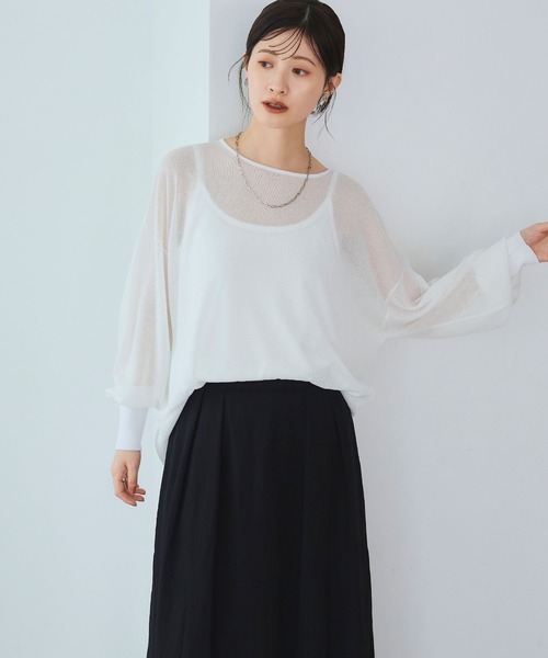 CROSS FUNCTION（クロスファンクション）の「《洗える》エブ楽 シアールーズニット＆キャミソールセット【CROSS FUNCTION/クロスファンクション】（ニット/セーター・レディース・ホワイト/ライトブルー/ブラック・LL/M/L）」の6枚目の写真