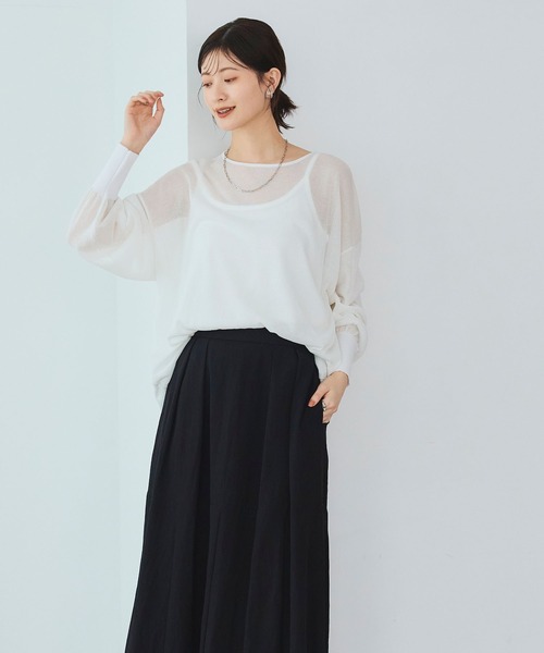 CROSS FUNCTION（クロスファンクション）の「《洗える》エブ楽 シアールーズニット＆キャミソールセット【CROSS FUNCTION/クロスファンクション】（ニット/セーター・レディース・ホワイト/ライトブルー/ブラック・LL/M/L）」の7枚目の写真