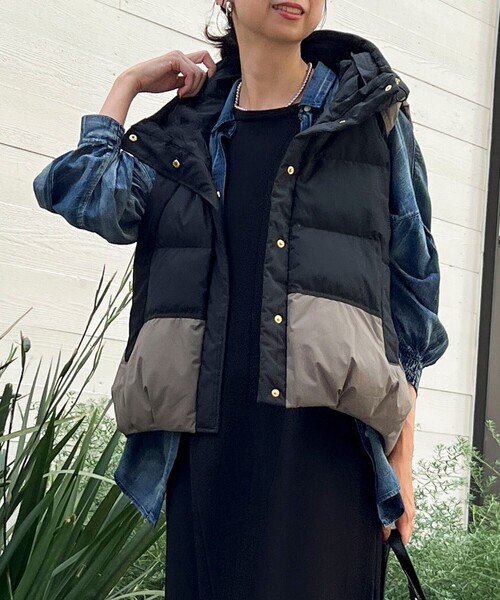 セール】エアリーフードピュアダウンベスト（ダウンベスト）｜MICO