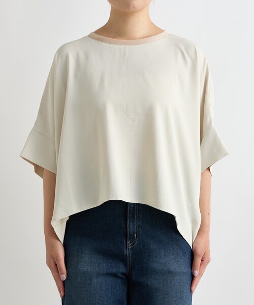 un dix cors（アンディコール）の「《接触冷感・速乾・セットアップ可》ハイストレッチカルゼワッシャーコクーンブラウス（シャツ/ブラウス・レディース・ホワイト/モカ/ネイビー・FREE）」の4枚目の写真