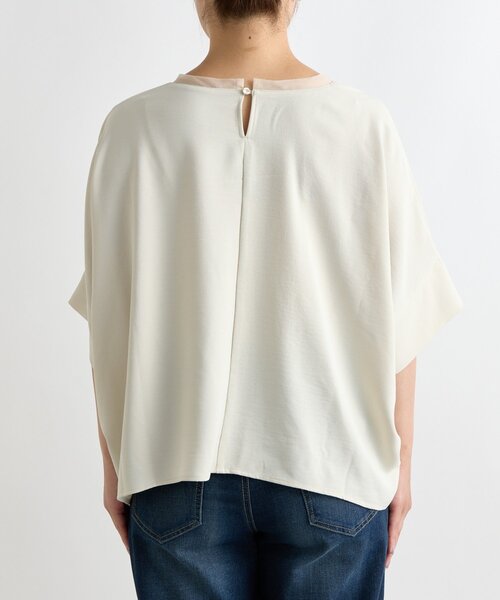 un dix cors（アンディコール）の「《接触冷感・速乾・セットアップ可》ハイストレッチカルゼワッシャーコクーンブラウス（シャツ/ブラウス・レディース・ホワイト/モカ/ネイビー・FREE）」の6枚目の写真