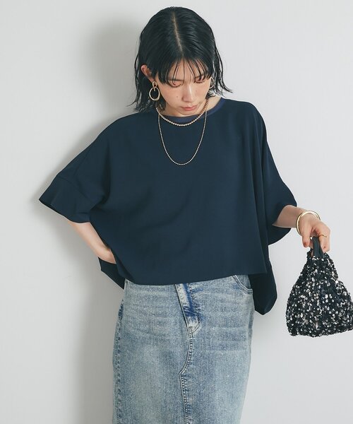 un dix cors（アンディコール）の「《接触冷感・速乾・セットアップ可》ハイストレッチカルゼワッシャーコクーンブラウス（シャツ/ブラウス・レディース・ホワイト/モカ/ネイビー・FREE）」の14枚目の写真