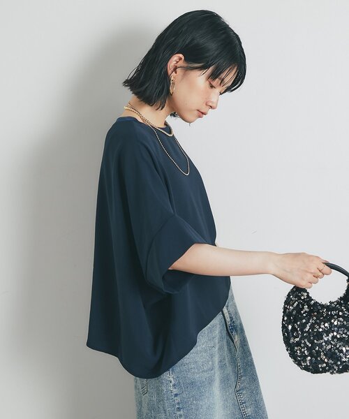 un dix cors（アンディコール）の「《接触冷感・速乾・セットアップ可》ハイストレッチカルゼワッシャーコクーンブラウス（シャツ/ブラウス・レディース・ホワイト/モカ/ネイビー・FREE）」の15枚目の写真