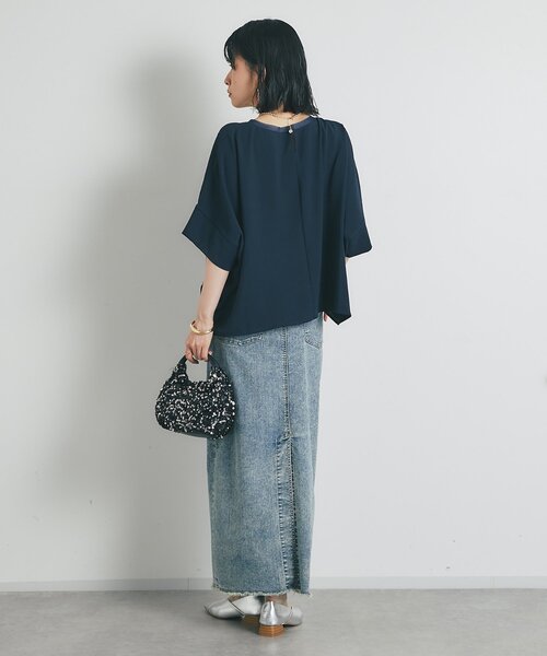 un dix cors（アンディコール）の「《接触冷感・速乾・セットアップ可》ハイストレッチカルゼワッシャーコクーンブラウス（シャツ/ブラウス・レディース・ホワイト/モカ/ネイビー・FREE）」の20枚目の写真