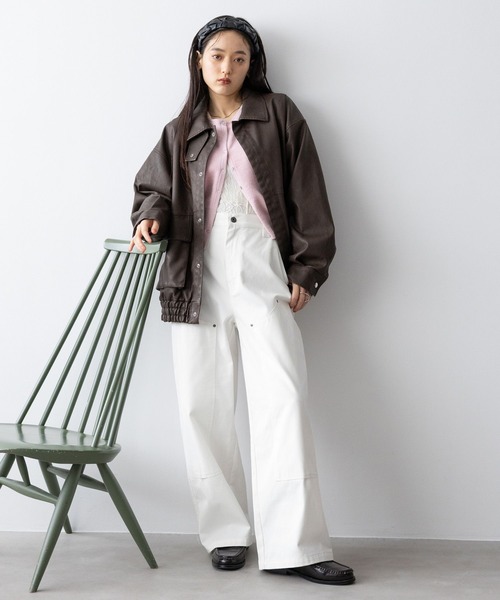 RAGEBLUE（レイジブルー）の「ダブルニーワイドペインターパンツ（チノパンツ・レディース・ホワイト/ブラック/ブラウン・FREE）」の17枚目の写真