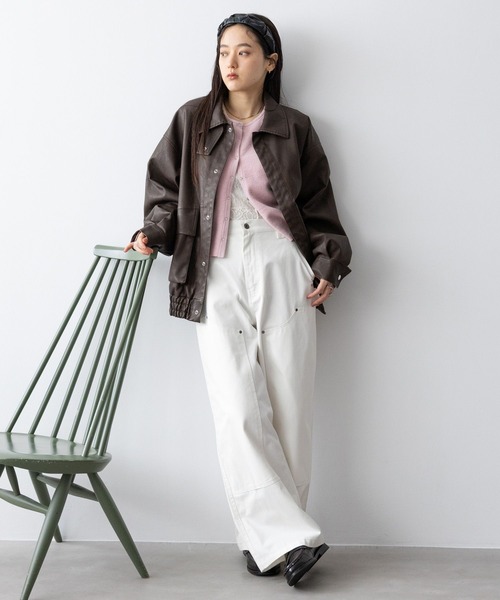 RAGEBLUE（レイジブルー）の「ダブルニーワイドペインターパンツ（チノパンツ・レディース・ホワイト/ブラック/ブラウン・FREE）」の18枚目の写真