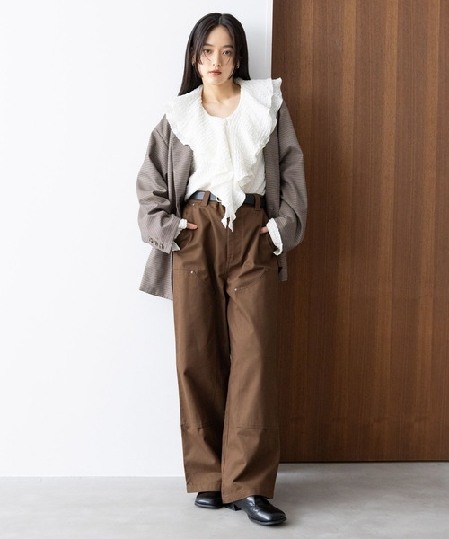 RAGEBLUE（レイジブルー）の「ダブルニーワイドペインターパンツ（チノパンツ・レディース・ホワイト/ブラック/ブラウン・FREE）」の11枚目の写真