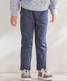 BeBe Petits Pois Vert | 【店舗限定】花パッチワークカラーデニムロングパンツ(デニムパンツ)