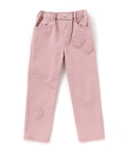 BeBe Petits Pois Vert（ベベプチポワヴェール）の「【店舗限定】花パッチワークカラーデニムロングパンツ（デニムパンツ・キッズ・ピンク/ネイビー・150cm/130cm/140cm/100cm/120cm/110cm）」の2枚目の写真