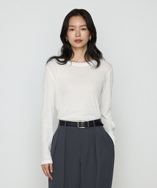 K.T KIYOKO TAKASE(キヨコタカセ)の「さらさらコットンKONAYUKIテレコ プルオーバー(Tシャツ/カットソー・レディース・ホワイト・FREE)」の4枚目の写真