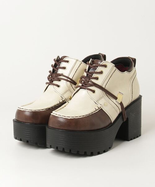 YOSUKE（ヨースケ）の「ヨースケYOSUKEウィメンズ厚底アレンジモックトゥレースアップシューズ2810102（ドレスシューズ・レディース・ブラック/ブラック×ブルー/ブラックミックス/グリーン系その他/ホワイト系その他/レッド・M/L/LL/S）」の2枚目の写真