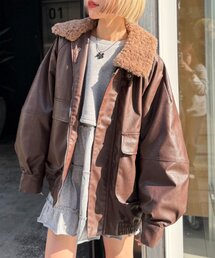 ボア付きフェイクレザージャケット