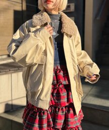 w closet | ボア付きフェイクレザージャケット(ブルゾン)