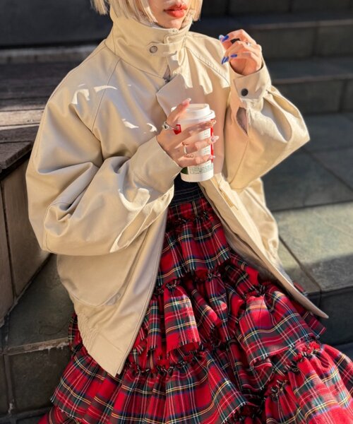 w closet（ダブルクローゼット）の「ボア付きフェイクレザージャケット（ブルゾン・レディース・ブラウン/ブラック/アイボリー・MEDIUM/LARGE）」の7枚目の写真