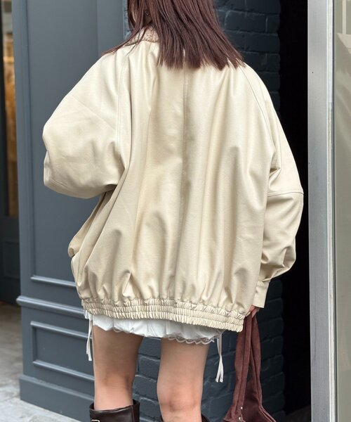 セール】ボア付きフェイクレザージャケット（ブルゾン）｜w closet