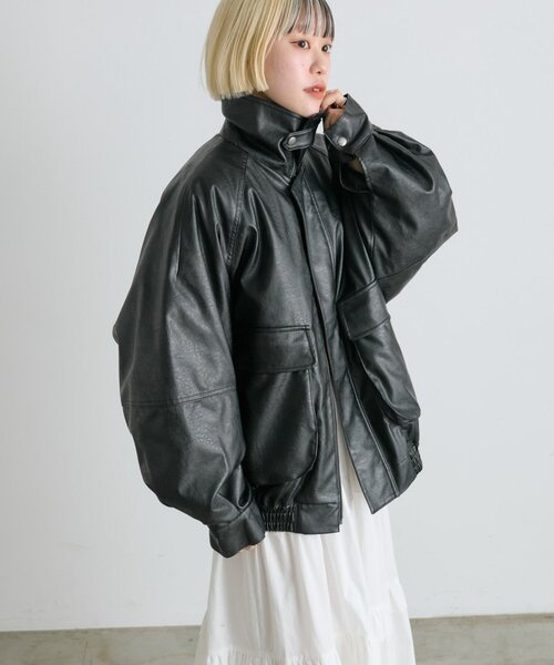 w closet（ダブルクローゼット）の「ボア付きフェイクレザージャケット