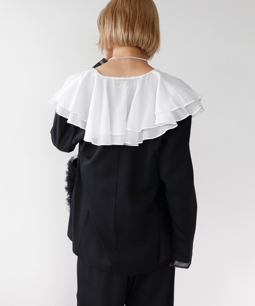 Three Four Time（ｽﾘｰﾌｫｰﾀｲﾑ）の「シアーフリルカラーブラウス（シャツ/ブラウス・レディース・ベージュ/オフホワイト・FREE）」の18枚目の写真