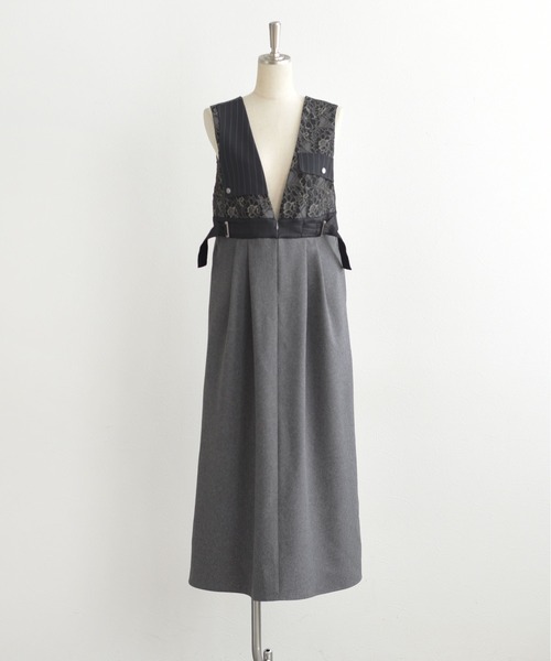 Eimee Law（エイミーロウ）の「4TEXダブルベルトジャンスカ（ジャンパースカート・レディース・ブラック/チャコールグレー・FREE）」の9枚目の写真