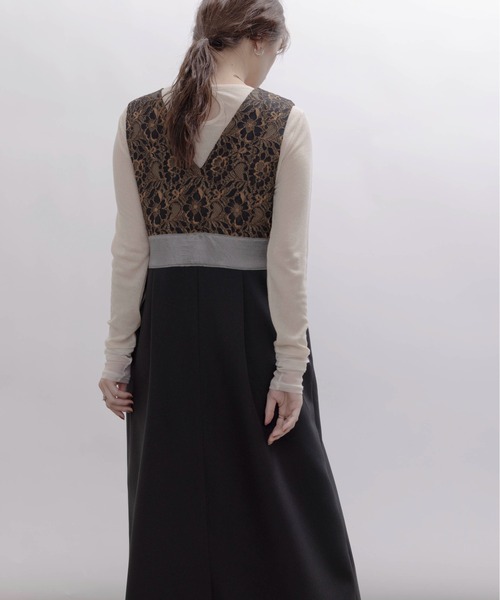 Eimee Law（エイミーロウ）の「4TEXダブルベルトジャンスカ（ジャンパースカート・レディース・ブラック/チャコールグレー・FREE）」の6枚目の写真