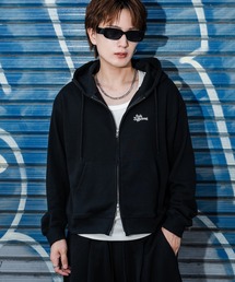 improves | 刺しゅうロゴ ショート丈 裏毛スウェット ジップパーカー(パーカー)