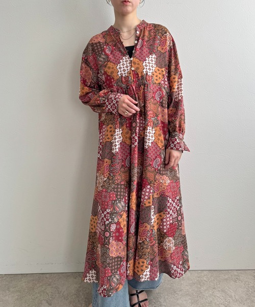 LHELBIE（レルビエ）の「ミックスプリントワンピース（ワンピース・レディース・グリーン/レッド・M）」の7枚目の写真