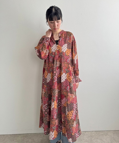 LHELBIE（レルビエ）の「ミックスプリントワンピース（ワンピース・レディース・グリーン/レッド・M）」の8枚目の写真