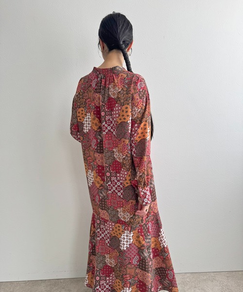 LHELBIE（レルビエ）の「ミックスプリントワンピース（ワンピース・レディース・グリーン/レッド・M）」の10枚目の写真