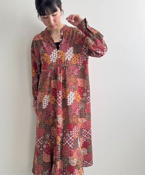 LHELBIE（レルビエ）の「ミックスプリントワンピース（ワンピース・レディース・グリーン/レッド・M）」の11枚目の写真