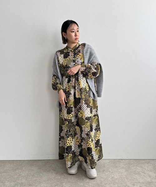 LHELBIE（レルビエ）の「ミックスプリントワンピース（ワンピース・レディース・グリーン/レッド・M）」の12枚目の写真