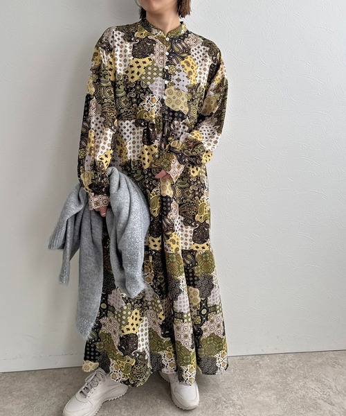 LHELBIE（レルビエ）の「ミックスプリントワンピース（ワンピース・レディース・グリーン/レッド・M）」の17枚目の写真