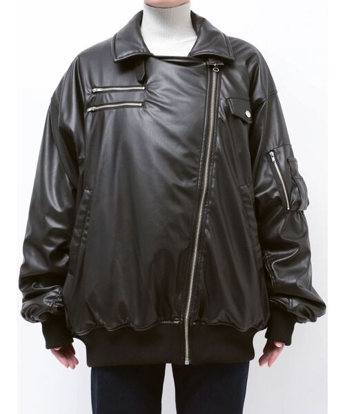 セール】フェイクレザーライダースMA-1ジャケット（MA-1）｜jouetie