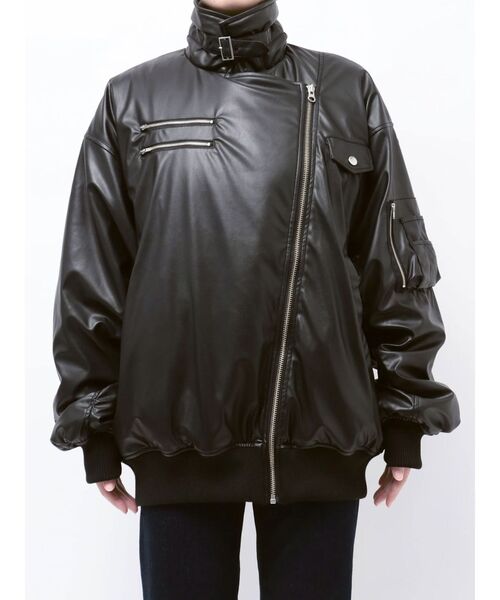 jouetie フェイクレザーライダースMA-1ジャケット ZOZO限定】フェイクレザーライダースMA-1ジャケット（MA-1）｜jouetie